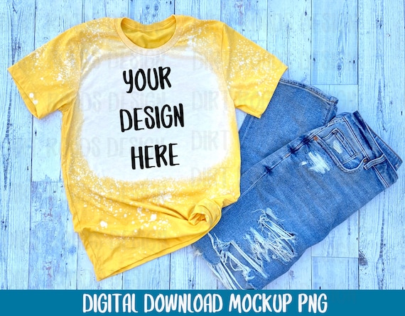 Download Bleached T Shirt Mockup Bella Canvas Yellow Gold Bleached Etsy