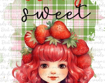 Berry Sweet, Strawberry Girl, Fairy Girl, Strawberry PNG, Berry Wreath, Birthday Sublimation, Strawberry Clipart, Cute Girl