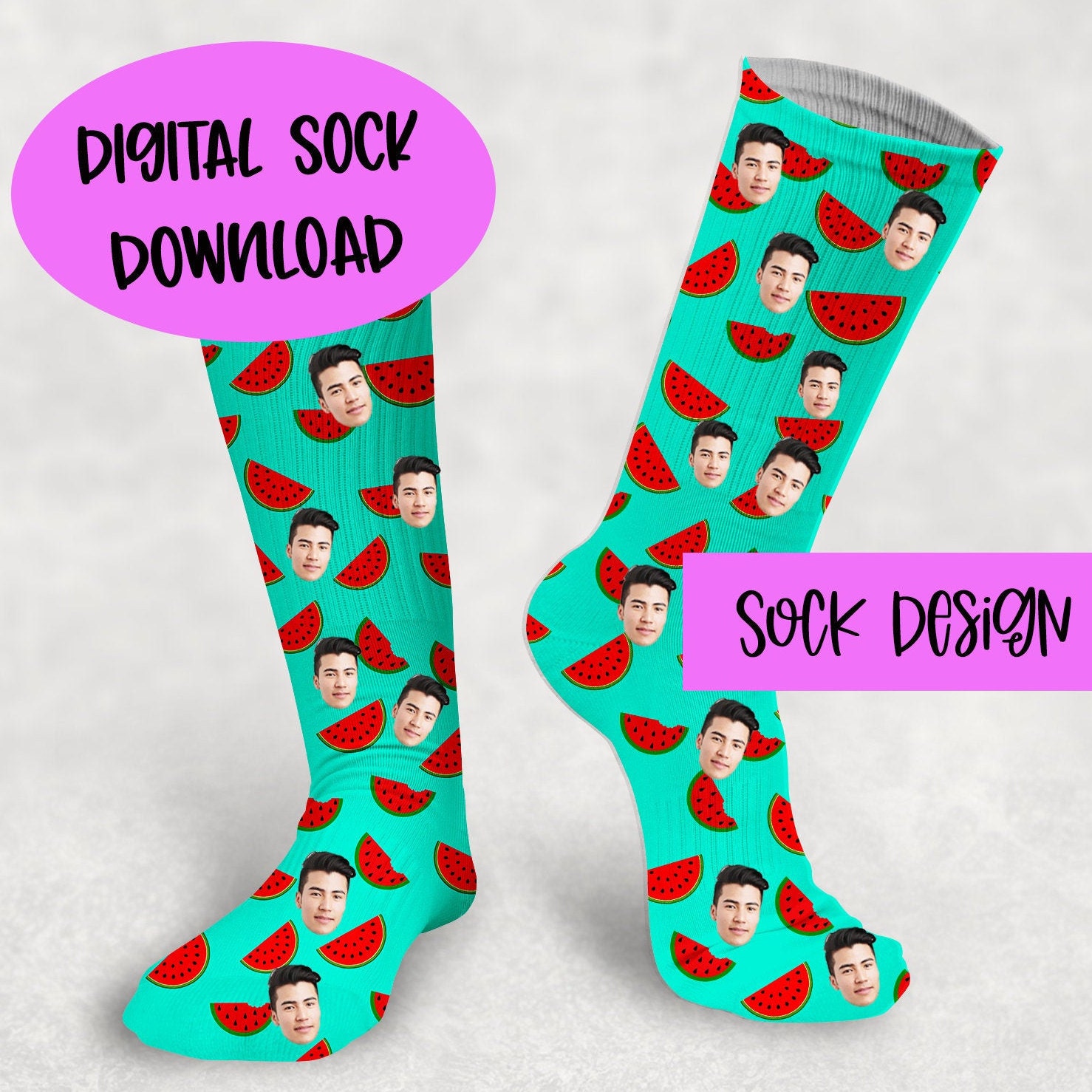 Socks Digital Download Design Template, Sock Sublimation, Watermelon ...