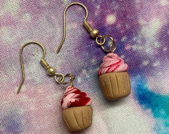 Strawberry Swirl Cupcake Earings