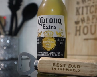 Personalized Bamboo Handle Bottle Opener, Engraved Gift