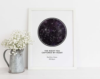 Personalized Star Map Print, Night Sky Gift