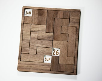 Infinite Daily Puzzle Calendar | Handcrafted Home Office Decor and Unique Gift Idea | Daily Puzzle Brain Teaser