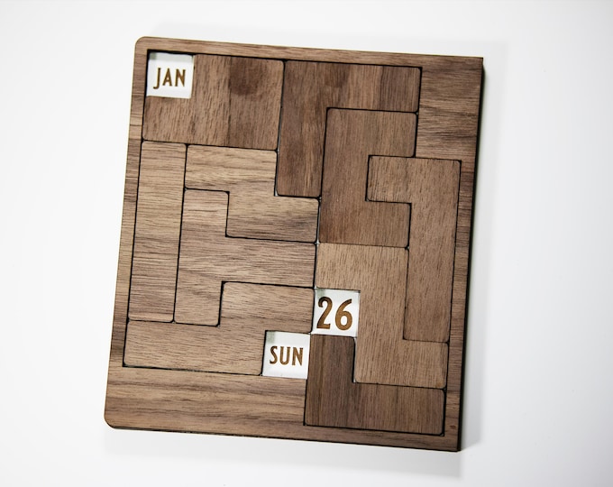 Handcrafted Wooden Puzzle Calendar | Home Office Desk Decor