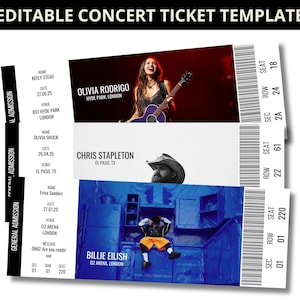 Personalisierte Veranstaltungsticket-Vorlage, bearbeitbare Canva-Vorlage, druckbare Konzertkarte Download, Karte Geschenk digitaler Download