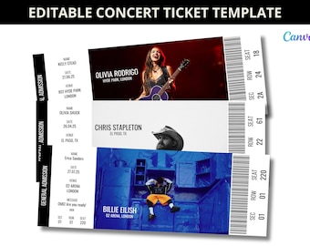 Modello modificabile per biglietto concerto: regalo personalizzato per evento (download digitale)