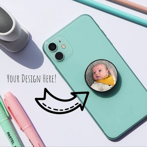 High Quality ABS Personalised Photo Phone Grip, Phone Holder, Personalised Photo Gift, Baby Gift, Friends, Birthday Photo Gift image 1