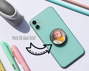 High Quality ABS Personalised Photo Phone Grip, Phone Holder, Personalised Photo Gift, Baby Gift, Friends, Birthday Photo Gift