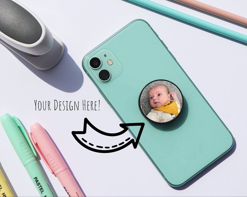 High Quality ABS Personalised Photo Phone Grip, Phone Holder, Personalised Photo Gift, Baby Gift, Friends, Birthday Photo Gift image 1