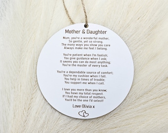 Personalized Mother Daughter Hanging Plaque: Engraved Poem Gift