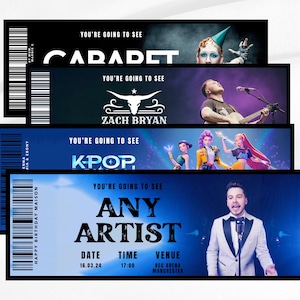 Personalised Event Ticket Keepsake: Concert, Gig, Festival, Souvenir Voucher