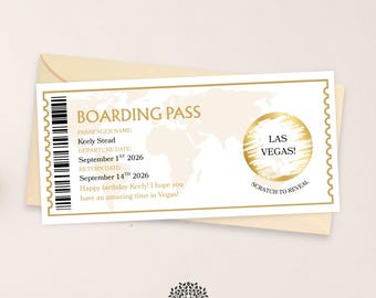 Personalised Scratch Reveal Boarding Pass, Holiday Surprise, Destination Reveal, Surprise Holiday Ticket