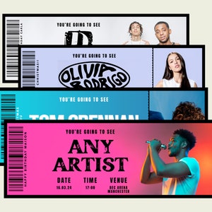 Personalised Ticket, Event ticket, Fake Personalised Ticket, Concert Ticket Keepsake image 1