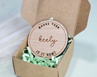 Personalized Wooden Decision Coin: Couples Gift