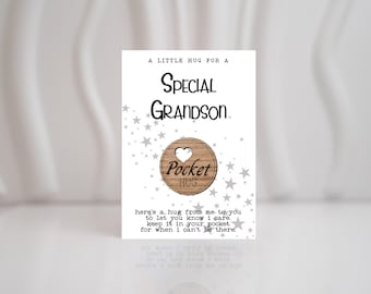 Grandson Pocket Hug Token: Wooden Sending Hug Gift