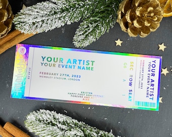 Personalised Real Foil Interactive Event Ticket, Concert Ticket Gift, Theatre Show, Live Performance, Memorabilia Ticket, Keepsake Ticket