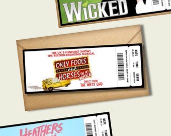 Personalised Theatre Ticket | Event Ticket | Surprise Voucher | Musical Ticket | West End | Souvenir Ticket | Memento