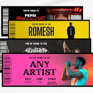 Custom Event Ticket Keepsake, Personalised Concert Surprise, Boarding Pass Gift (Fine Art Card)