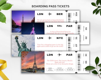 Boarding Pass, Holiday Reveal, Faux Ticket, Keepsake, Fake Ticket, Weekend Away, Trip Abroad