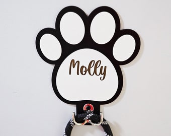 Personalised Dog Lead Holder, Dog Lead Hook, Dog Paw Print Lead Holder, Wooden Lead Holder, Paw Print Hook, Dog Lover Gift