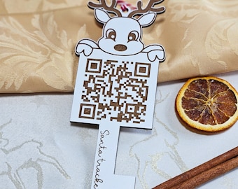 Handmade Santa Tracker Wooden Tag, Father Christmas, Santa, QR Code