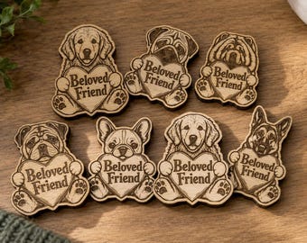 Wooden Dog Memorial Pocket Hug or Keychain, Beloved Friend Pet Loss Keepsake