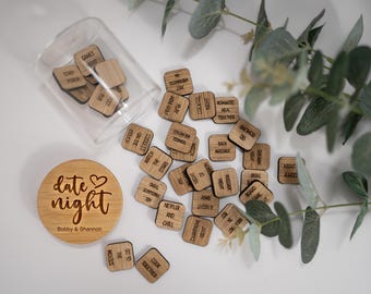 Personalized Date Night Jar: Engraved Bamboo Lid, Couples Gift
