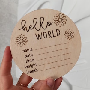 Hello world baby sign, Newborn girl sign for hospital, Hello world wood photo props, Newborn Announcement Sign, Baby milestone photo