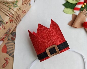 Santa Birthday Crown, 1st Birthday Christmas Crown, Santa Crown, Santa Outfit, Christmas Baby, Christmas Birthday Outfit, Red & Black