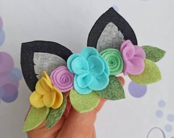Haarbandje met kattenmotief voor meisjes, Zwart kattenkostuum voor baby's, Dierenoren van wolvilt, Kattenoortjes voor de eerste verjaardag van een katje, Kattenoortjes voor kinderen
