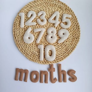 Meilensteinzahlen für Babys aus Filz, Countdown-Zahlen für den Babybauch, Schwangerschaftswoche, Countdown-Zahlen, Baby-Monats-Tracker
