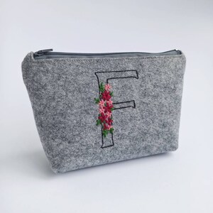 Wool felt felt felt pouch wallet makeup bag toiletry bag two-tone pink grey