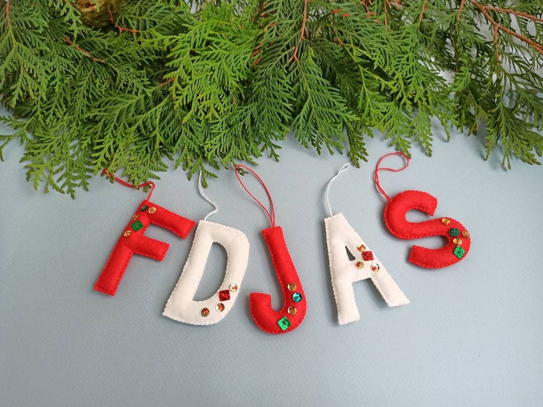 Felt Letter Ornament, Red Letters for Stockings and Gifts, Christmas Ornaments, Personalized