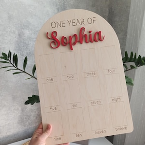 Weihnachtsdeko zum 1. Geburtstag, personalisierte Fotowand für das erste Lebensjahr, Fotowand mit Pizzamotiv zum 1. Geburtstag, Bilderrahmen für 12 Monate