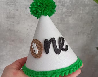 Football birthday outfit, one year down birthday hat, touchdown birthday party hat, First Year Down