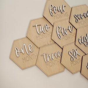 Étapes mensuelles pour bébé, marqueurs d'étapes en bois, cartes d'étapes pour nouveau-nés