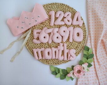 Felt milestone numbers, Baby monthly milestone, Newborn baby gift