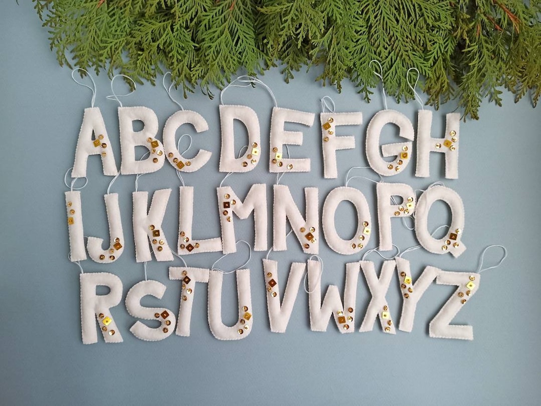 Felt Letter Ornament, Letters for Stockings and Gifts, Beaded Felt Letter, Christmas Ornaments