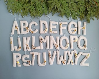 Felt Letter Ornament, Letters for Stockings and Gifts, Beaded Felt Letter, Christmas Ornaments, Personalized gifts