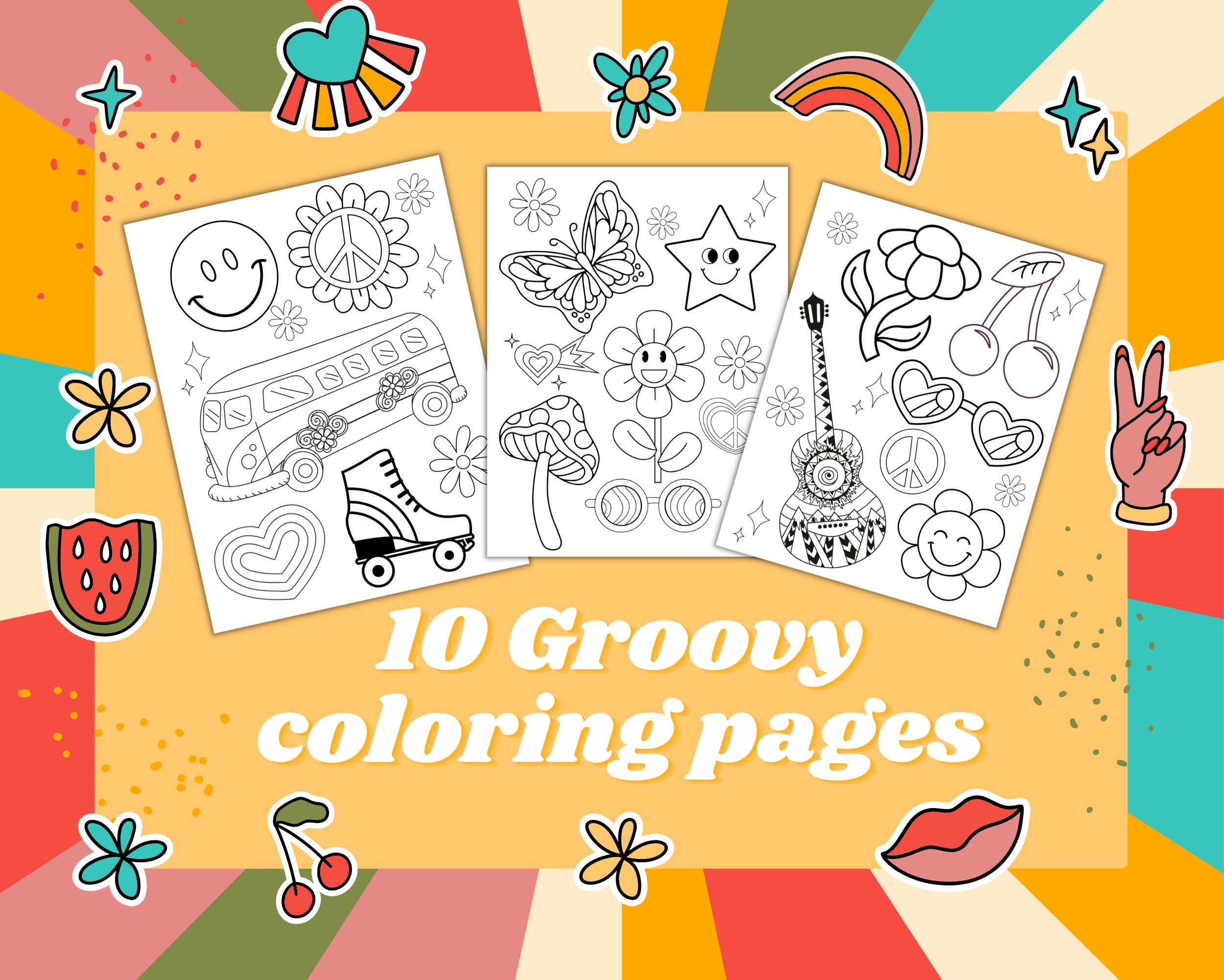 36pcs Coloring Book Groovy Party Favors - Bulk Mini Coloring Books for Kids  - Boho Hippie Two Groovy Birthday Party Favors