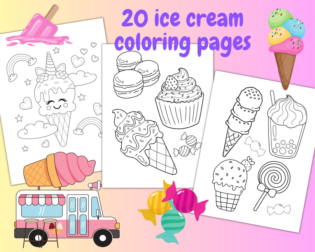 Ice Cream and Candy Coloring Pages, Printable Cupcakes Coloring ...