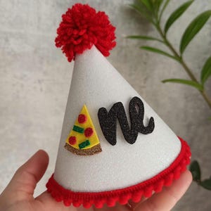 Chapéu de festa de 1º aniversário italiano, roupa de festa de aniversário de pizza, decoração de aniversário de pizza, fatia de diversão para festa de pizza, coroa de festa de bebê fatiada