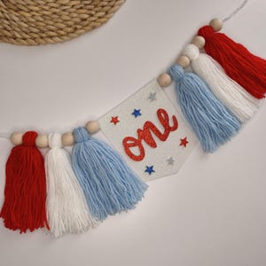 One American Babe Party banner, Stars stripes and lots of fun birthday party, 4th of July 1st birthday, our little firecracker image 7