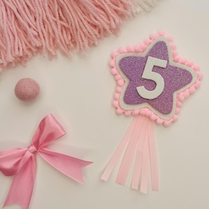 Mermaid Birthday badge for girls, 2nd birthday pin, girls star badge, any age badge, birthday rosette, custom birthday badges