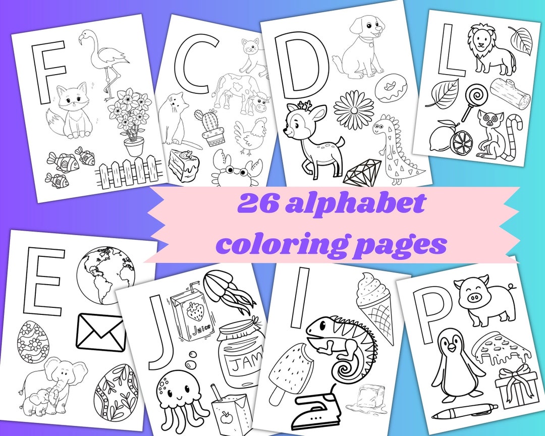 26 Alphabet Coloring Pages, Printable Coloring Alphabet - Etsy
