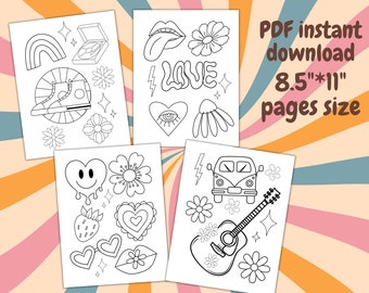 Disco colouring page, Groovy birthday coloring, 70s coloring page