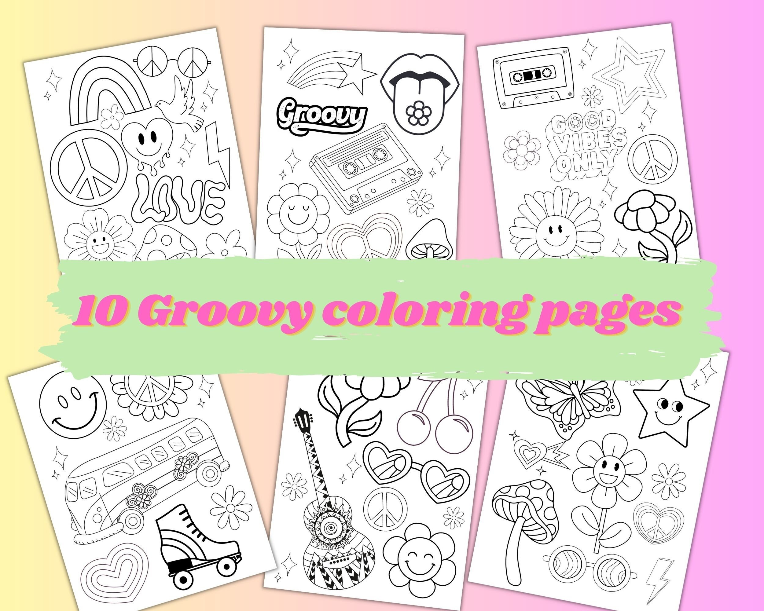 Printable Groovy Coloring Pages for Kids Etsy Australia