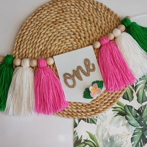 Luau for Our Little One, Flamingo birthday banner, Tropical 1st birthday banner, Aloha one