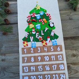 Christmas tree advent calendar, Christmas countdown for kids, Felt advent calendar, Advent ornaments