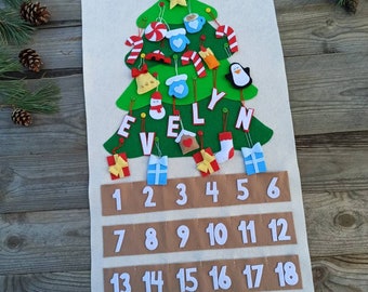 Christmas tree advent calendar, Christmas countdown for kids, Felt advent calendar, Advent ornaments